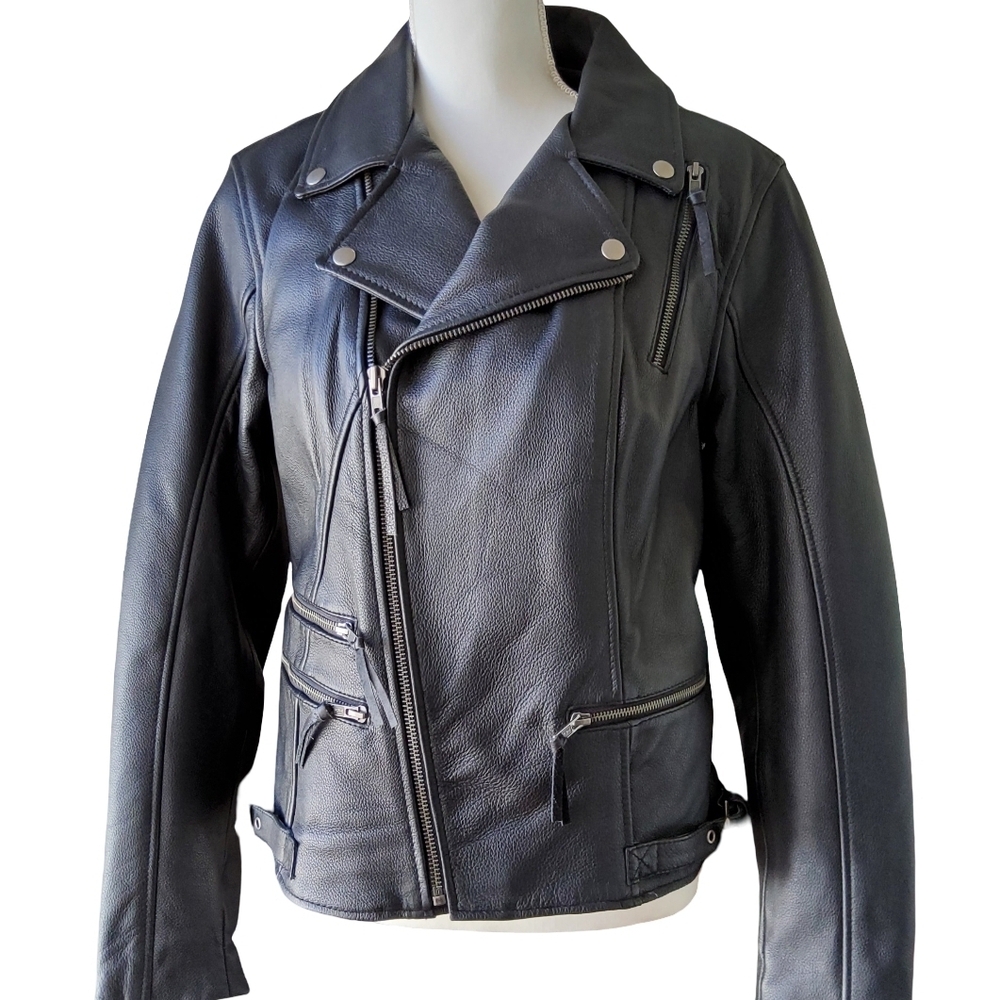 First Classic Black Leather Biker Jacket